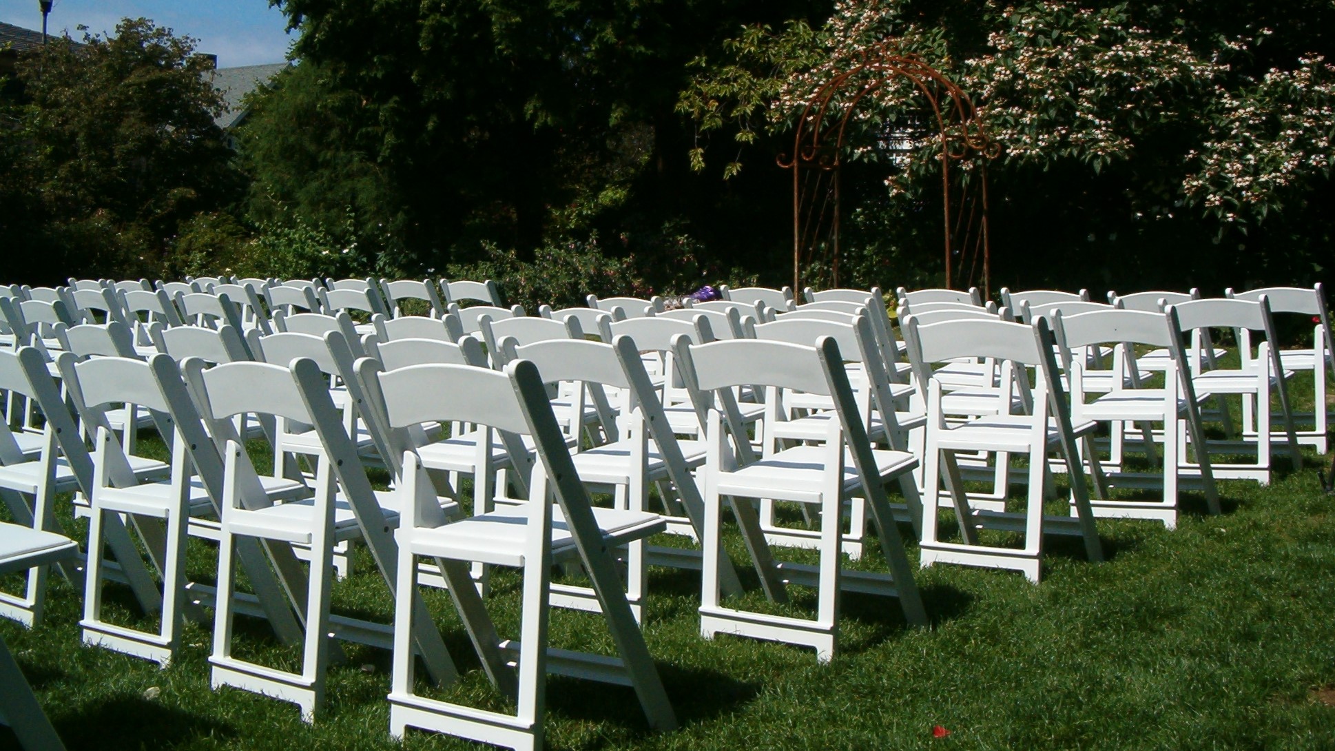 Chairs set up on grass