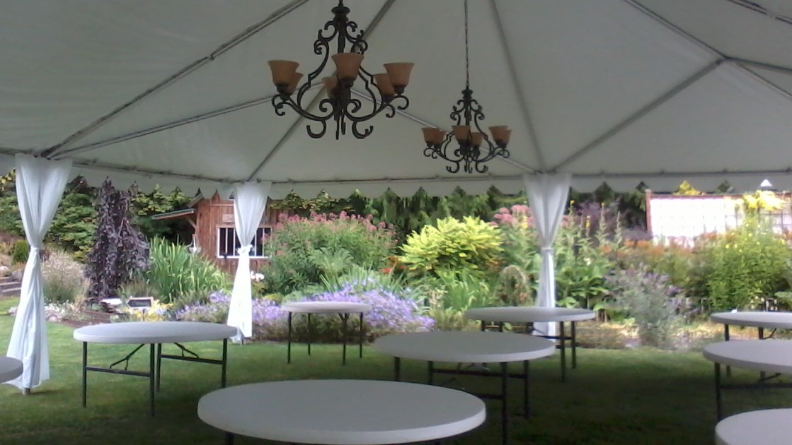 round tables under tent