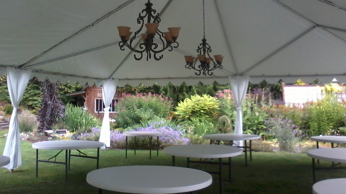 round tables under tent