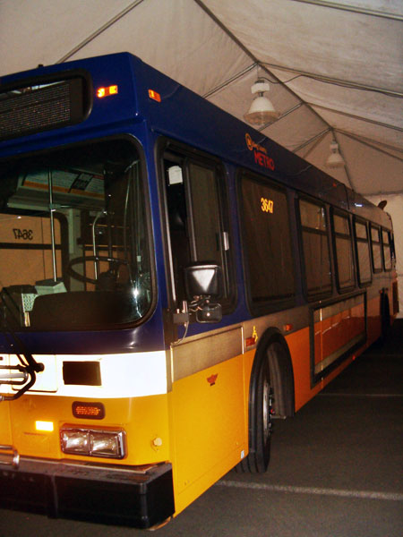 Tent covering bus